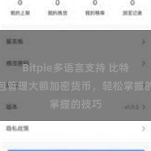 Bitpie多语言支持 比特派钱包管理大额加密货币，轻松掌握的技巧